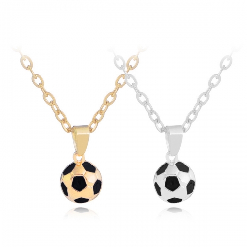 Football Soccer Ball Necklace Set Pendant Gold Silver Tone for Sports Lover Gym Best Friends Jewelry